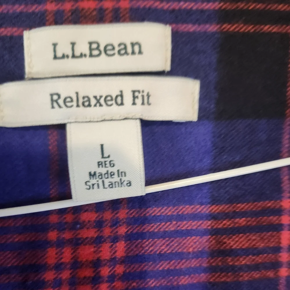L.L. Bean Women's Scotch Plaid Flannel Zip Up Hoodie Relaxed Fit Size Large - Picture 10 of 11
